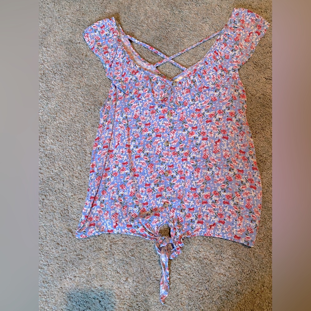 Floral top with tie